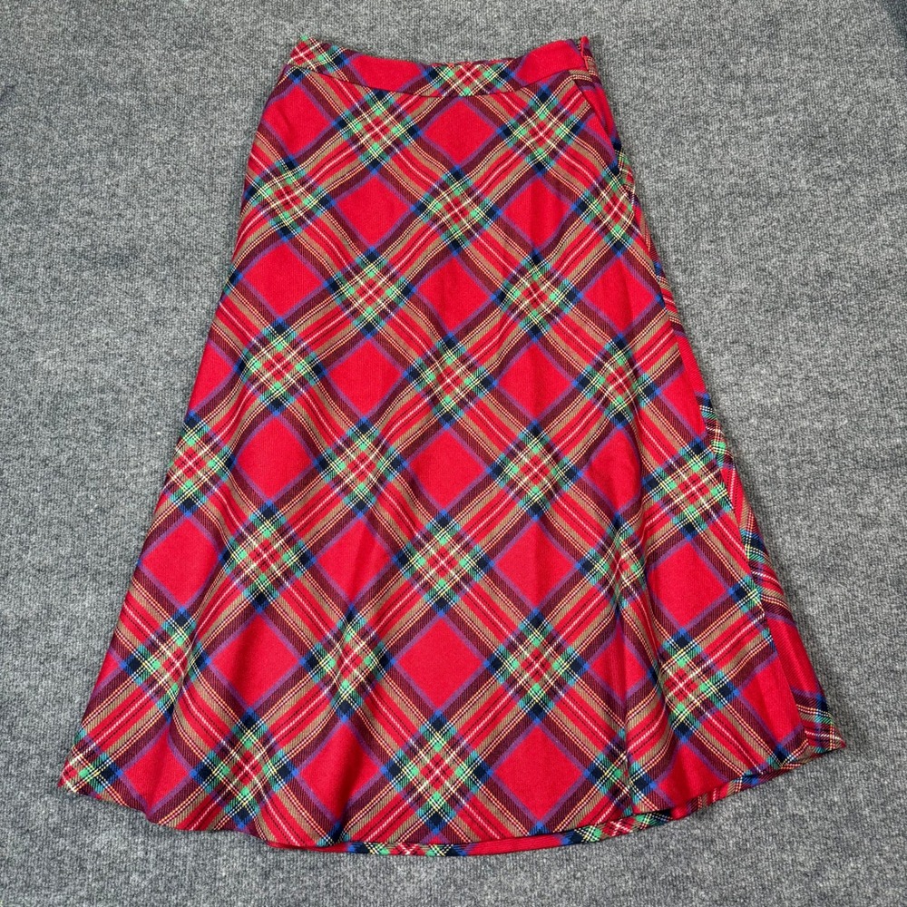 Boden Hayley Red Tartan Plaid Wool Blend A-Line Midi Skirt Womens US 6 Holiday - Picture 2 of 9